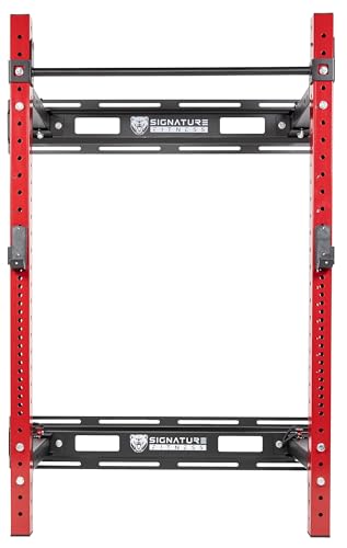 Hulkfit 3x3 Wall-Mount Foldable Power Cage with Pull-Up Bar & J-Hooks - Space-Saving Home Gym Rack - Black