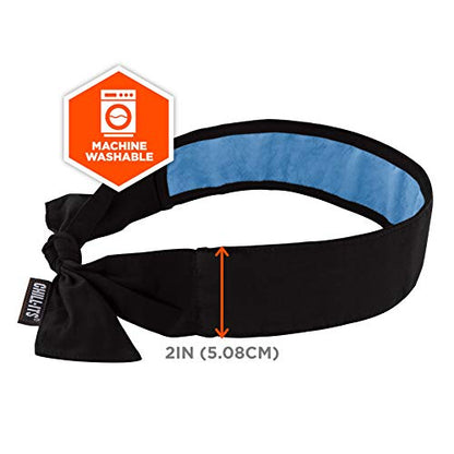 Ergodyne Chill Its 6700CT Cooling Bandana, Lined with Evaporative PVA Material for Fast Cooling Relief, Tie for Adjustable Fit, 2-Pack Black