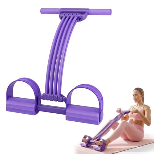Pedal Resistance Bands with Handles, Elastic Pull Rope Fitness, Multifunction Yoga Resistance Band, Foot Pedal Resistance Bands, Stretching Workout Fitness Bands for Abdomen, Waist, Arm, Leg - color: Purple