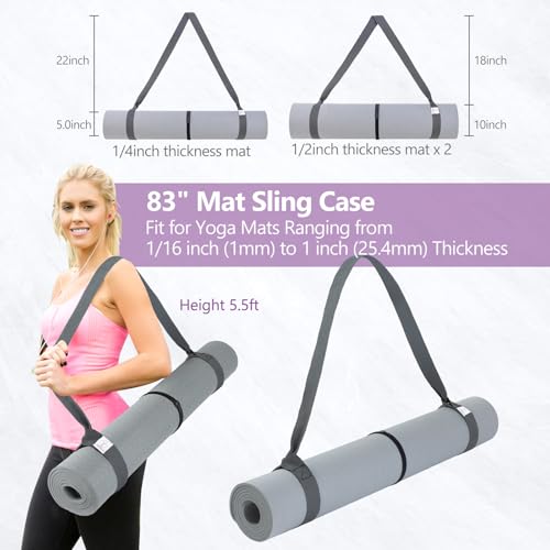 Yoga Mat Carrier Strap, Adjustable Thick Straps Sling for Carrying Large Mats, Stretching Band - color: Grey