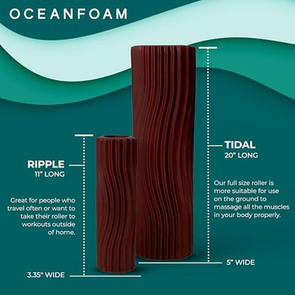Tidal Roller - Maroon - Muscle Massage Foam Roller for Back Pain & Stretching - Firm and Ergonomic Wide Wave Textured - Yoga, Athletics, & Wellness - Full Size, 20" x 5" - color: Maroon