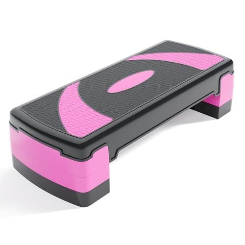 31" Aerobic Exercise Step Platform, Step Up Exercise Platform with 4" 6" 8" Adjustable Risers, Stair Stepper Workout Stepper for Home Gym Strength Training Fitness Equipment