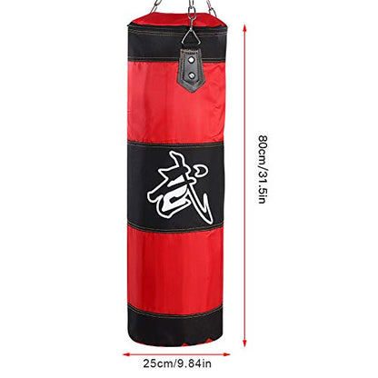 Bnineteenteam Heavy Punching Bag,Training Boxing Bag with Chain for Adults Men Women(Empty) - color: Red, size: 80cm