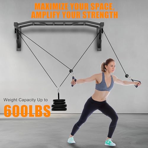 Upgrade Pull Up Bar Wall Mounted,Heavy Duty Multi Grip Chin Up Bar for Strength Training, 600 lbs Capacity, Durable Steel Construction, Perfect for Home and Garage Workouts - color: Black
