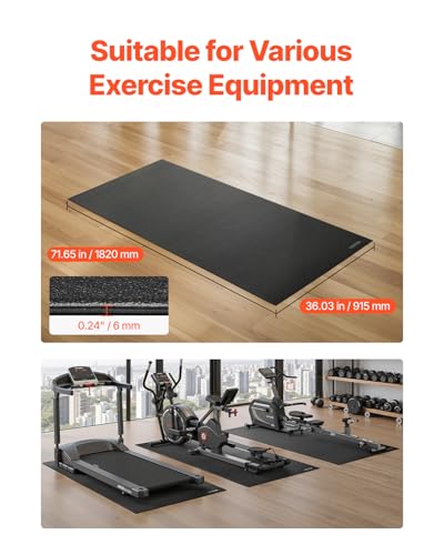 VEVOR Treadmill Mat for Carpet Floor, Exercise Equipment Mat for Treadmills, Stationary & Recumbent Bikes, High Density PVC Floor Protector Gym Mats, Waterproof and Non-Slip for Home Gym