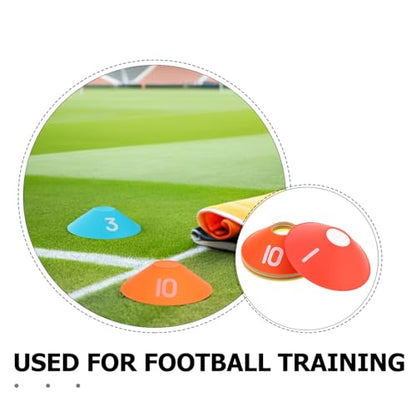 10pcs Soccer Training Discs and Cones Set, Flat Numbered Spot Markers 1-10 for Football and Basketball Agility Drills, Sturdy Plastic Sports Equipment for Outdoor Field Practice