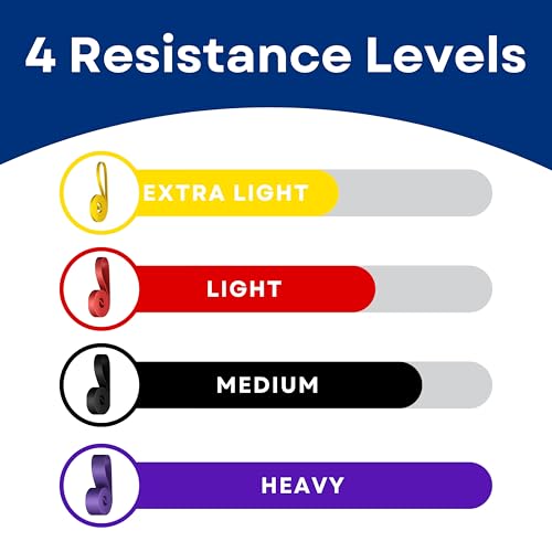 RMS Resistance Loop Excercise Bands with Carry Bag and Instruction Guide, Set of 4 - Latex Free Pull Up & Workout Bands for Stretching, Physical Therapy, Muscle & Crossfit Training