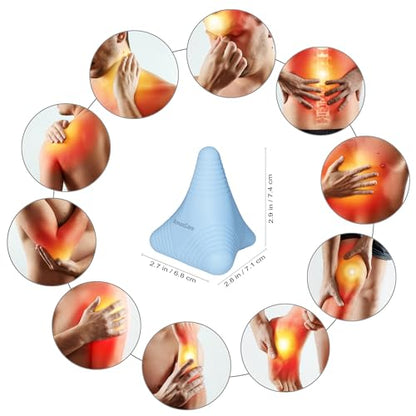 Trigger Point Massage Ball, Manual Massager Tool for Muscle Knot Deep Tissue Relief Myofascial Release Physical Therapy Hip Flexor Iliacus Psoas Hand Foot Back. 2.8×2.9” (Blue) - color: Blue