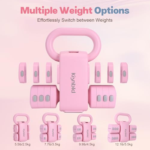 kisnbld Adjustable Dumbbell Set, 2-in-1 Dumbbells & Kettlebell,Hand Weights - color: Pink