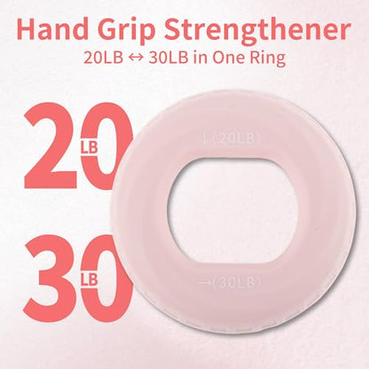 Hand Grip Strengthener, Fingers Exerciser - Silicone Rings for Muscle Training Sports Rock Climbing Finger Rehabilitation,6 Resistance Levels - color: Pink(20/30LB)with Box