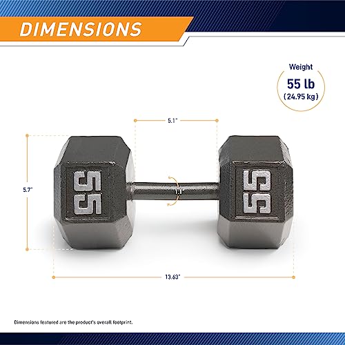 Marcy Cast Iron Hex Dumbbells Collection - Available size from 3-lb to 100-lb, SOLD INDIVIDUALLY - style: 55lbs