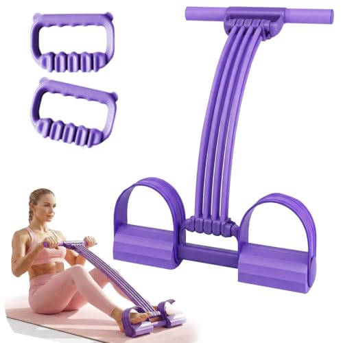 Pedal Resistance Band with Handle, 8 Tube Elastic Yoga Pedal Puller Resistance Band 3‑in‑1 Multifunction Fitness Bands for Arms, Legs, Abdomen, Waist Training - color: Purple, size: Pedal
