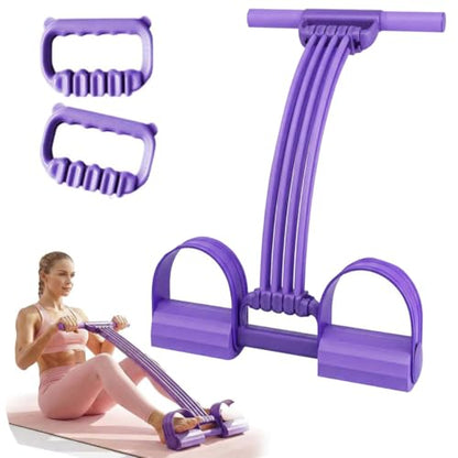 Pedal Resistance Band with Handle, 8 Tube Elastic Yoga Pedal Puller Resistance Band 3‑in‑1 Multifunction Fitness Bands for Arms, Legs, Abdomen, Waist Training - color: Purple, size: Pedal