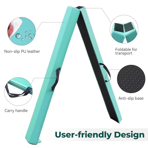 FBSPORT 8/10ft Balance Beam: Folding Floor Gymnastics Equipment PU Leather for Kids Adults,Non Slip Rubber Base, Gymnastics Beam for Training, Practice, Professional Home Training