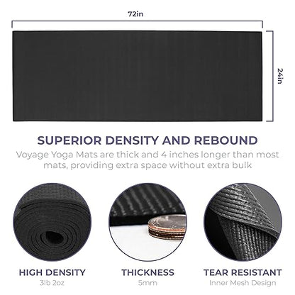 Voyage Yoga Mat, 4 Pack, 72" x 24" Extra Long Exercise Mat, 5mm Thick Bulk Yoga Mats for Schools, Anti-Tear, Non Slip Fitness Mat for Gym or Studio