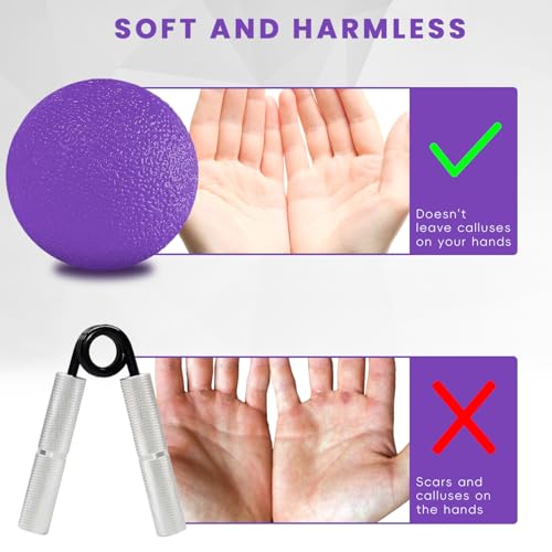 3 Pack Stress Balls for Adults, Hand Strengthening Devices Exercise Balls Physical Therapy Ball, Squeeze Balls for Hand Therapy, Hand Exerciser for Hand Finger Forearm Wrist Training and Relax
