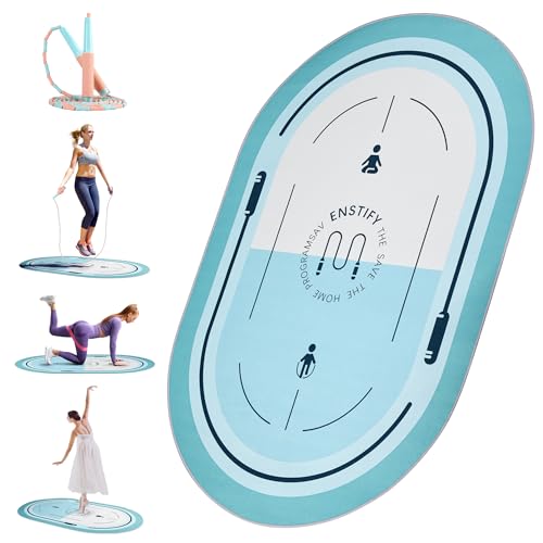 Jump Rope Mat, Large Format Non Slip Mat, Home Workout Exercise Mat, Floor Protect Durable, 63x39x0.31 Inch, Bonus Skipping Rope - color: Green