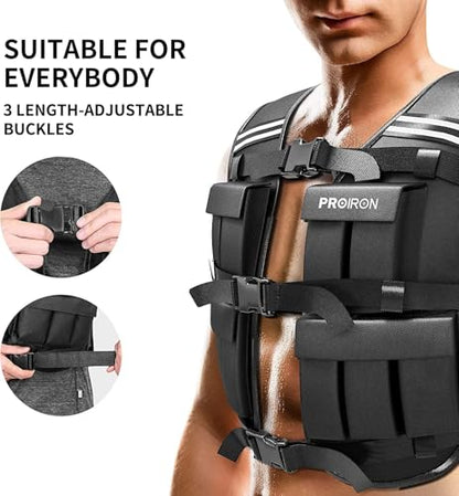 PROIRON Adjustable Weighted Vest 1-22lb/2-44lb,Strength Training Weight Vests for Men Women with Removable Weights, Body Weight Vest for Running Workout Walking Fitness Cardio,Home Gym Equipment - size: 2LB-44LB