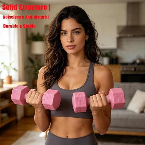 Pink Adjustable Dumbbells Set 5 LB Pair - Quick Dial System for Instant Weight Changes, Vibration Technology for Enhanced Toning, Non-Slip Handle, Space-Saving Home Gym Strength Training