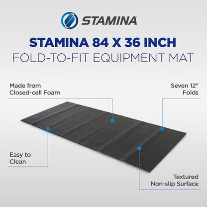 Stamina Fold-to-Fit Folding Equipment Mat (84-Inch by 36-Inch), Black | Fold-to-fit equipment mat helps protect floors during workouts