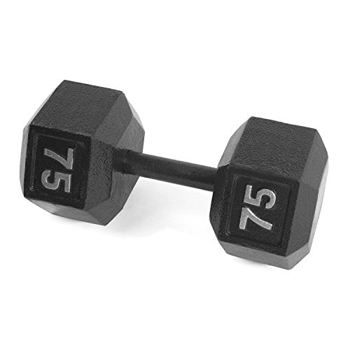CAP Barbell Cast Iron Hex Dumbbell | Multiple Options - color: Black, Single, size: 75 lb