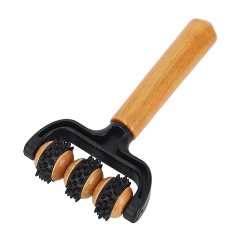 Handheld Spiky Massage Balls Roller, 3 Wheels Spiky Point Muscle Massage Roller with Wood Handle, Muscle Relaxation Tools for Foot Arm Body Neck Leg Pain Pressure Relief