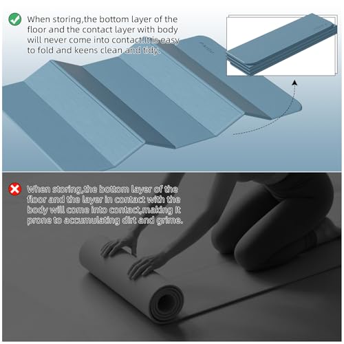 PAIDU Foldable Yoga Mat thick- 2/5" (10MM) TPE Non-Slip Design, Quick Fold，Easy Storage, 75x40 Extra Long/Wide for Indoor Yoga, Pilates and Outdoor Travel Workouts