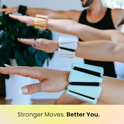OmWeights Premium Weighted Bangles – Stylish Wrist and Ankle Weights for Women and Men | Cardio, Yoga, and Pilates Ankle Weights for Women and Men | Adjustable Leg and Arm Weights 1lb Each