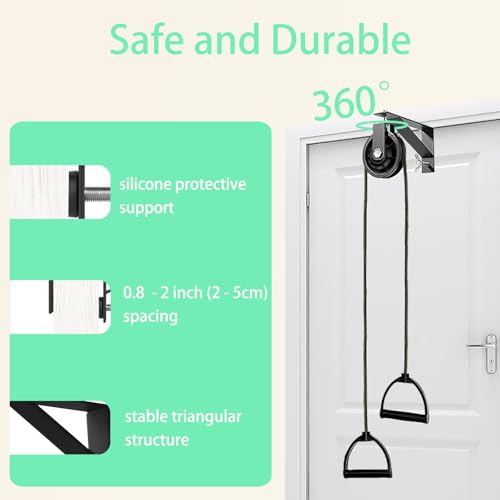 Shoulder Pulley for Physical Therapy with Adjustable Fixed Metal Bracket, Over The Door Pulley for Shoulder Rehab, Over Door Exercise Pulley for Shoulder Pain Reduction and Mobility Improvement