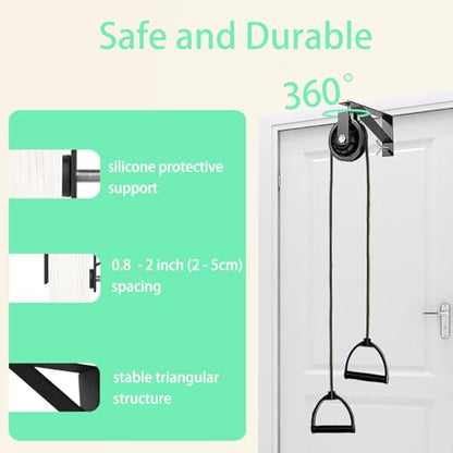 Shoulder Pulley for Physical Therapy with Adjustable Fixed Metal Bracket, Over The Door Pulley for Shoulder Rehab, Over Door Exercise Pulley for Shoulder Pain Reduction and Mobility Improvement