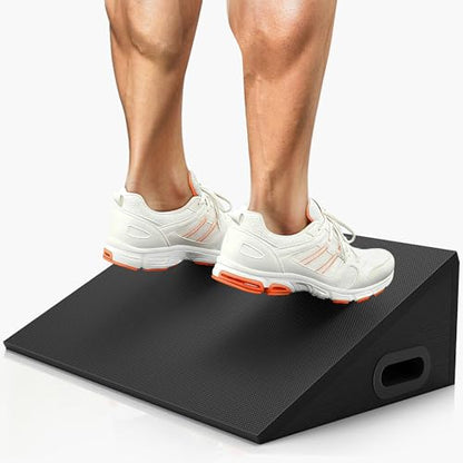 Slant Board, 19" Wide Wooden Calf Stretcher Slant Board for Calf Stretching, Knees Over Toes, Weightlifting and Heel Elevated Squats for Strength & Flexibility Training