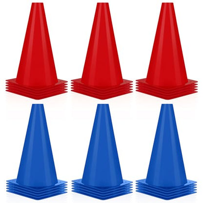 Hoteam 30 Pcs Traffic Cones Plastic Sport Agility Train - color: Red,Blue, size: 9inch