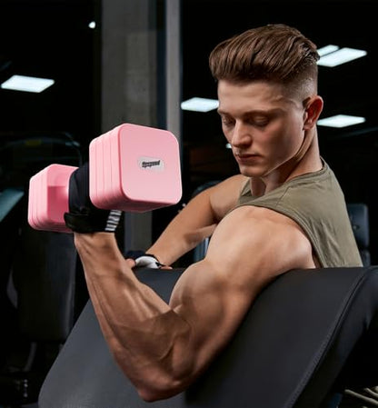 Adjustable Dumbbell Set for Women Men 7.5LB/10LB/15LB/20LB/25LB Each - color: Pink, style: 20LB Each [40 LBS Total]