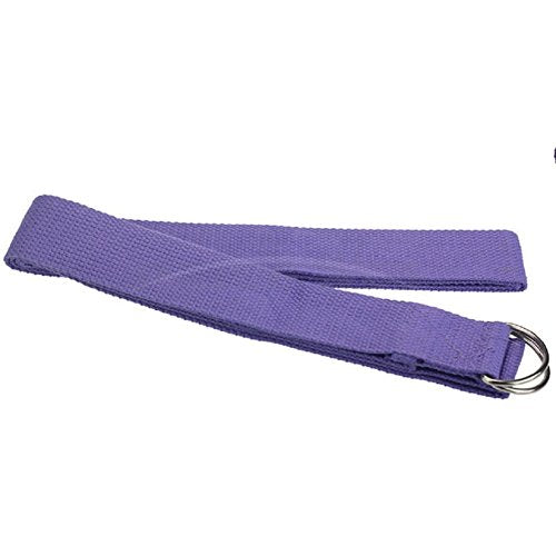 Yoga Strap – Sturdy Cotton Exercise Straps 6FT Straps - Adjustable D-Ring Buckle Gives Stretching Flexibility For Yoga Stretching & General Fitness Physical Therapy Pilates Gym Workouts - color: purple