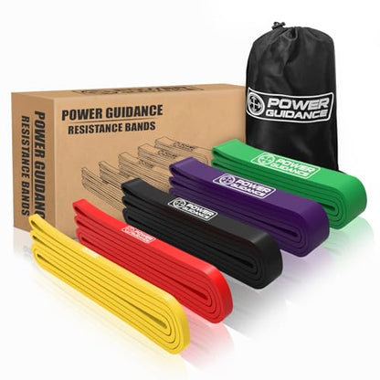 POWER GUIDANCE Pull Up Assist Bands - Stretch Resistance Band - Mobility Band - Powerlifting Bands - by Perfect for Body Stretching, Powerlifting, Resistance Training - color: Set of 5