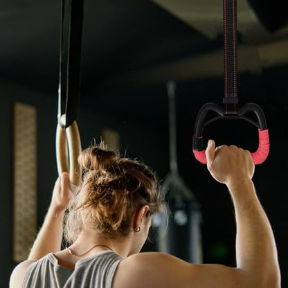 Luxshiny Gymnastic Rings Set with Straps, 1 Meter Adjustable Pull up Rings for ’s Home Fitness Training and Stretching, Indoor Bodyweight Workout Equipment for Boys