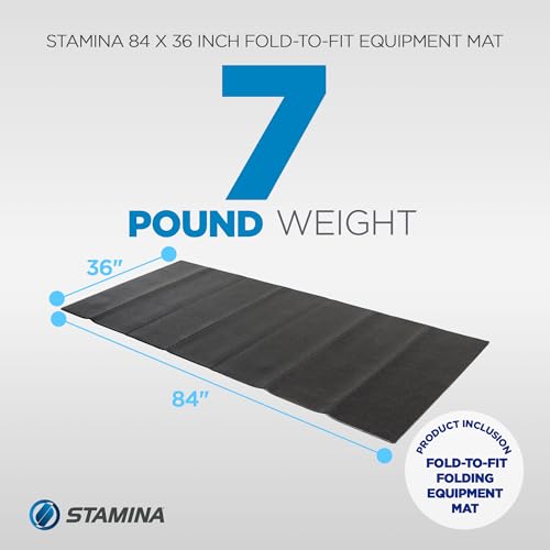 Stamina Fold-to-Fit Folding Equipment Mat (84-Inch by 36-Inch), Black | Fold-to-fit equipment mat helps protect floors during workouts