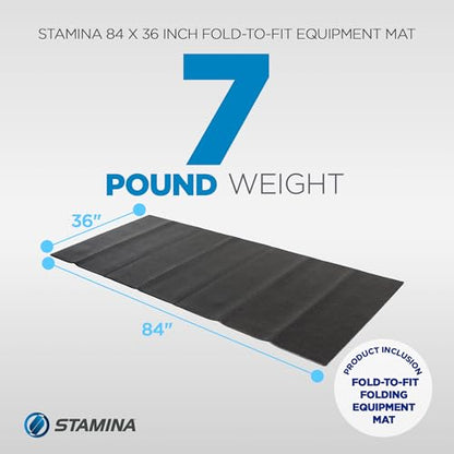 Stamina Fold-to-Fit Folding Equipment Mat (84-Inch by 36-Inch), Black | Fold-to-fit equipment mat helps protect floors during workouts