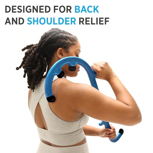 Tiger Tail Tiger Cane Back & Neck Massager – Trigger Point Deep Tissue Acupressure Therapy Cane Massage Hook with 7 Gription Knobs, 2-Piece Massage Tool for Muscle Knot & Shoulder Massage, Blue - color: Blue
