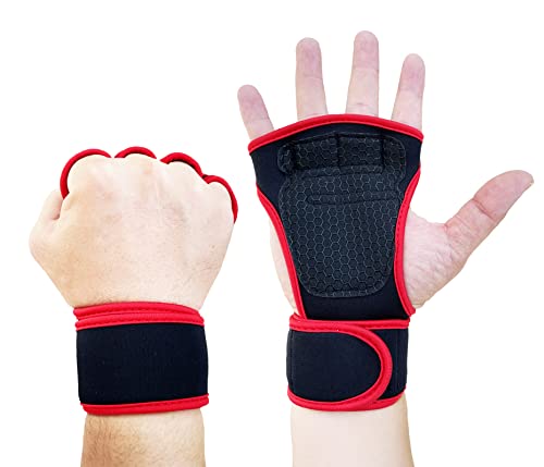 SUJAYU Workout Gloves for Men Workout Gloves Women, Wrist Wraps Wrist Straps for Weightlifting, Versa Grips Lifting Wrist Wraps Weight Lifting Gloves Gym Gloves for Men & Women - color: Red, size: X-Large