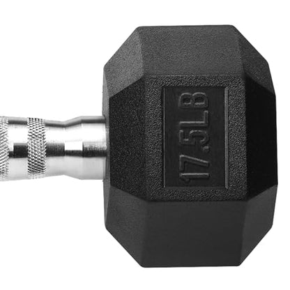 Hex Dumbbells Rubber Coated Cast Iron Hex Black Dumbbell Free Weights for Exercises - style: 17.5 Pounds / Pair