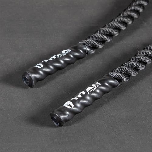 Titan Fitness Battle Rope 40ft x 1.5in, Poly Dacron Heavy Rope for Home Gym Conditioning Workouts, Cross-Train, Strength Training Exercises