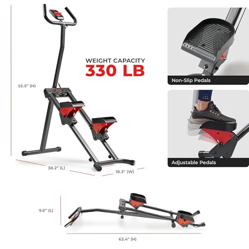 Sunny Health & Fitness Stair Stepper & Climber Exercise Equipment for Home Workout, Compact Cardio Training Machine - color: Red