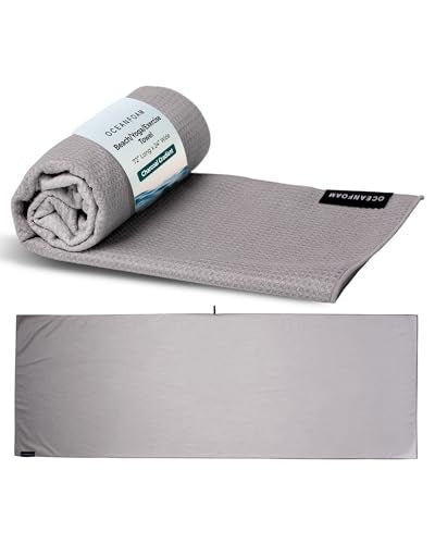 Oceanfoam Beach Towel – Lightweight, Absorbent, Quick-Drying, Sand-Resistant, Non-Slip – Ideal for Workouts, Yoga, Pilates, Beach, Pool, Boat & Travel – 25% Recycled – 72"x24" (Charcoal Gradient) - color: Charcoal