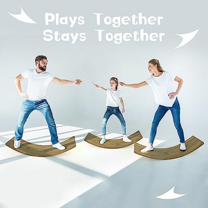 Gentle Monster Wobble Balance Board, Wooden Montessori Toy Rocker Board Natural Wood Kids Toddler Open Ended Learning Toy Yoga Curvy Board for Adult Office Classroom Christmas Gifts