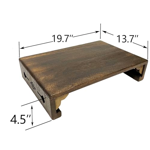 Wooden Step Stool for High Beds, Multi-Use Low Wood Platform and Low Table, Non-Slip Step Stool and Foot Stool for Kitchen, Bathroom and Home Office, 19.6''×12.6''×4.3''