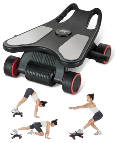 Ab Roller Wheel, Ab Roller, Upgraded Automatic Rebound Ab Roller with Elbow Support, Knee Mat & Timer, 4 Wheels Ab Workout Equipment for Core Strength Training, Silent Ab Wheel for Beginners Men Women Home Gym Fitness
