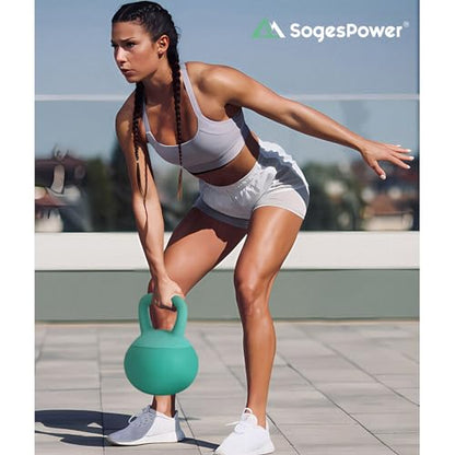 SogesPower Soft Kettlebells, Iron Sand Filled Strength Training Weights, Shock-Proof with Wide-Grip Handle, Fitness Kettlebells for Home Gym - color: 15LBS-Mint Green
