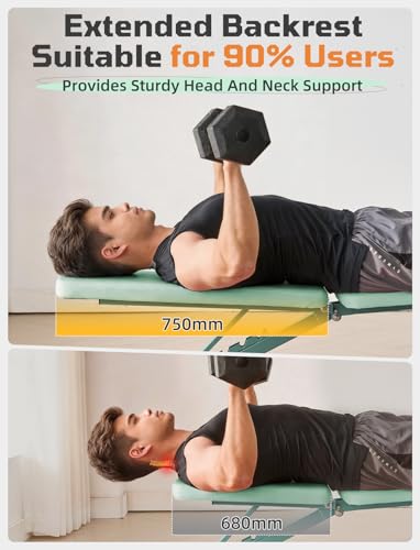 SPORTSOUL 880LB Weight Bench, 8-Position Backrest Adjustable Workout Bench - color: Green