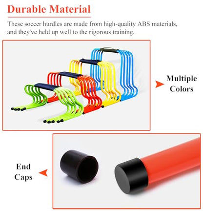 5 Pcs Agility Hurdles Training Equipment, Indoor Outdoor Sports Practice Hurdles with Carry Strap, Track and Field Jumping Workout Obstacles (Green 15Cm (5 7/8)